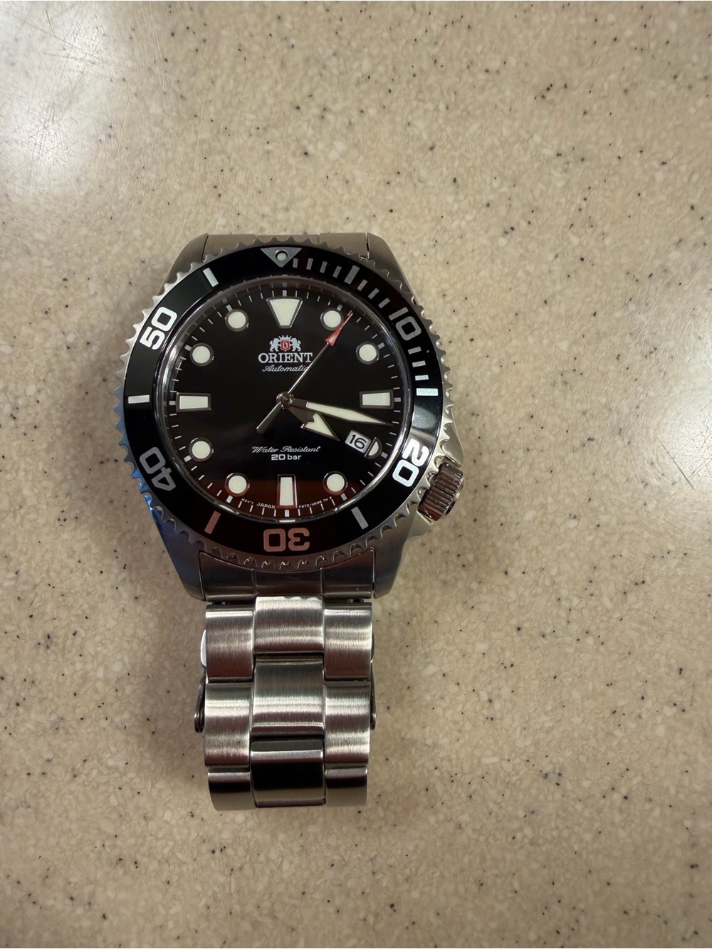 Men's Black Dive Watch with Stainless Steel Bracelet